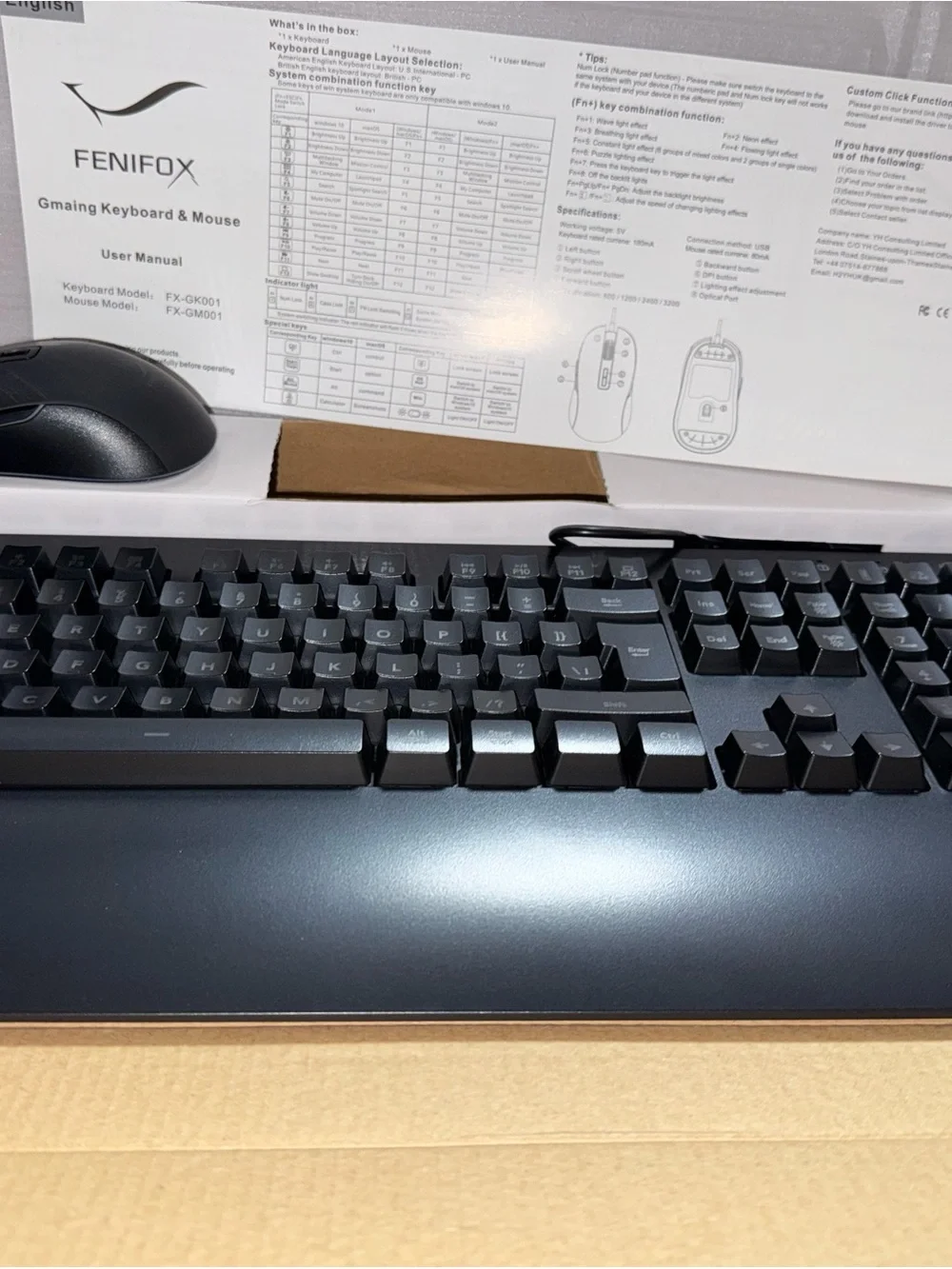 Black Wired Gaming Keyboard and Mouse Combo
